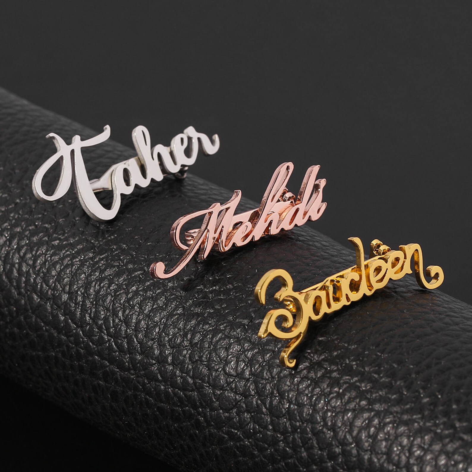 Custom Name Brooch Gold Name Brooch Rose Gold Brooch Etsy