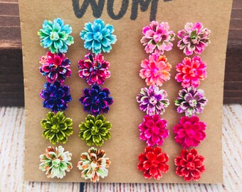 Tie Dye Rose Stud Earrings