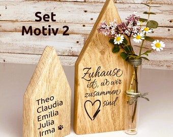 House made of oak also personalized as a set with name, family gift, housewarming gift, topping-out ceremony move