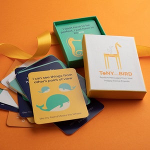 Tarjetas de afirmación animal para el bienestar, la atención plena y la positividad