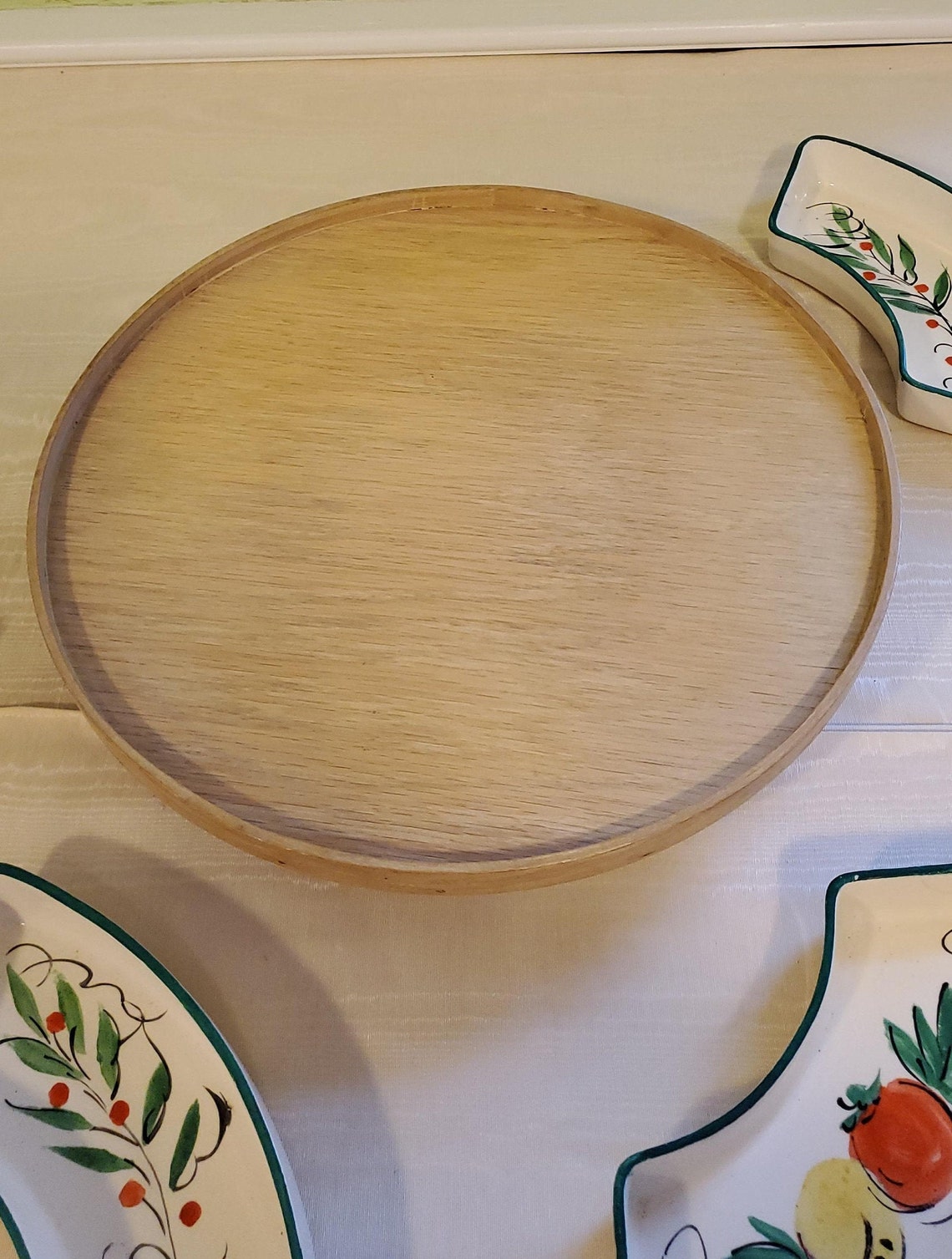 Midcentury Lazy Susan Ceramic Handpainted Inserts Belletts Etsy