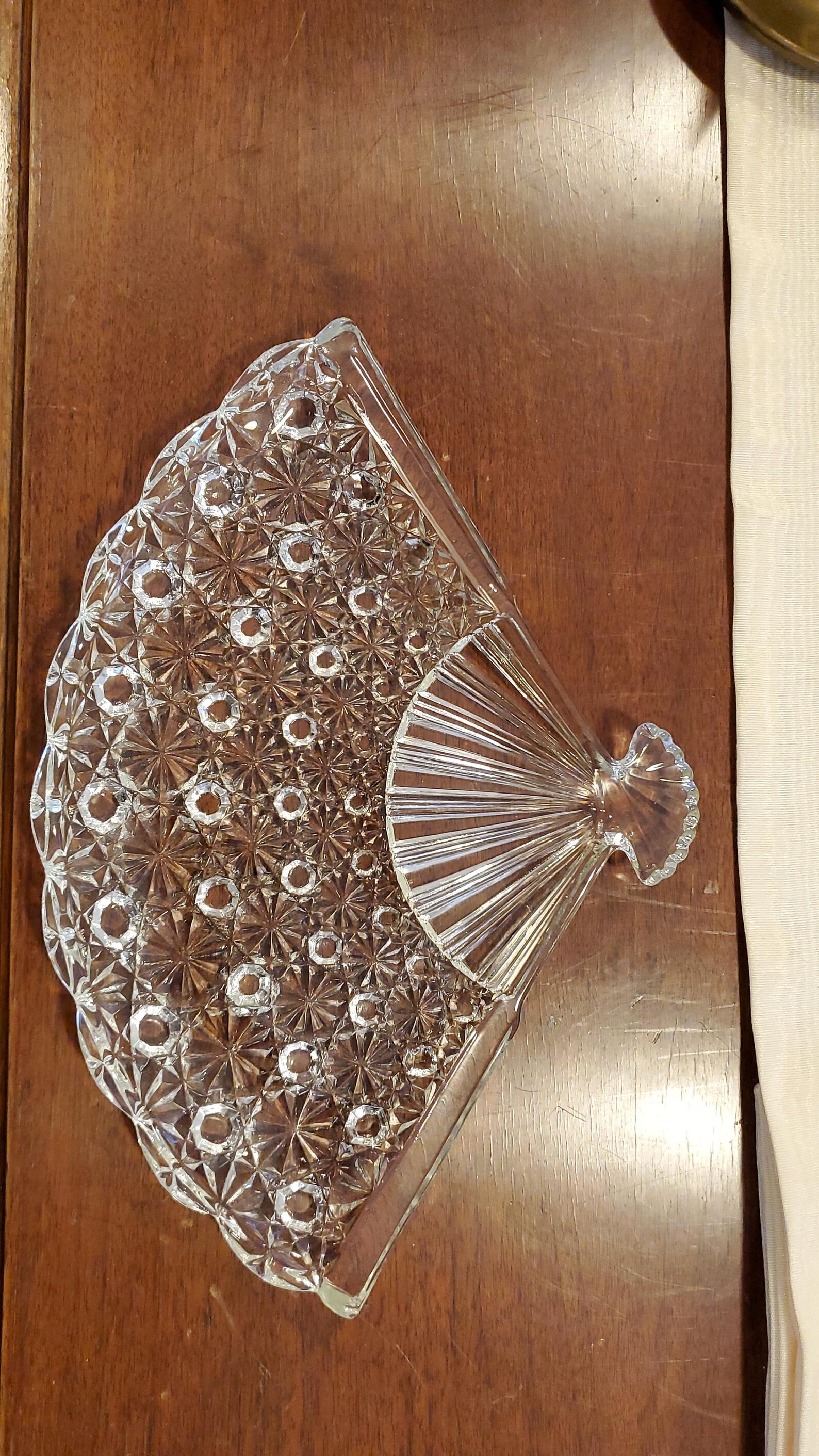 Vintage Pressed Glass Vanity Fan Tray & Covered Powder Candy Dish Etsy