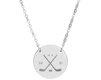 Ice Hockey sticks Circle Necklace with Engraving - Heated Rivalry inspired jewelry, 24 H R 81