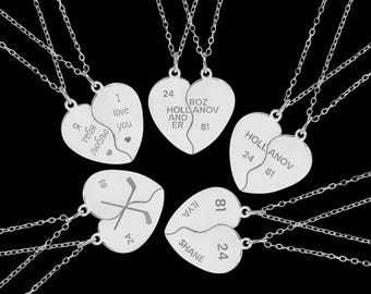 Hollanov Break Apart Heart Necklace Set (Engraving) - Hollander Rozanov Jewelry