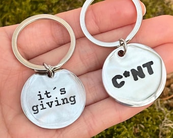 Llavero con la palabra "coño" grabada a doble cara - 1 pieza, regalo para coño