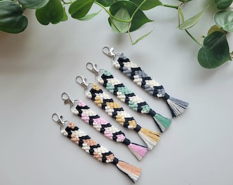 Tri-Tone Macrame Keychain