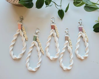 Personalized Name Macrame Wristlet Keychain