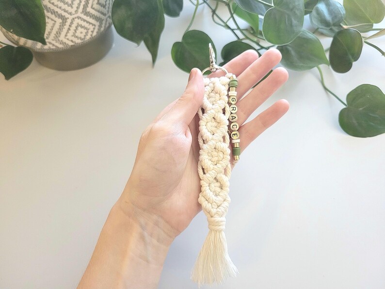 Personalized Macrame Keychain Etsy