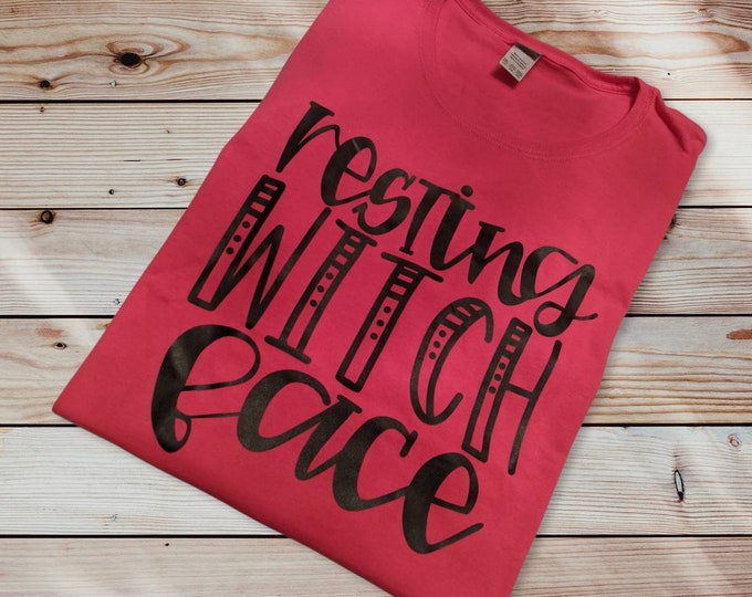 Women's Extra Extra Large (XXL) 100% Cotton Black T-shirt 2X - Resting Witch Face - Free Shipping