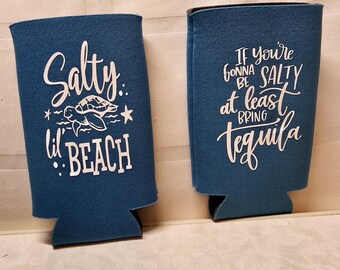 2 Pack - Water Bottle Beverage Cooler Holder Salty Beach Tequila Salt Gift Set Free Shipping!