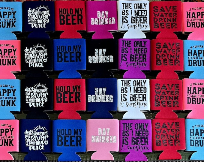28 Funny Can Cooler Bulk Lot – Drink Sleeves – BBQ Beer Party Sayings – Resale Bundle – Adult Parties, Gifts, Bars, Reseller Wholesale Lot