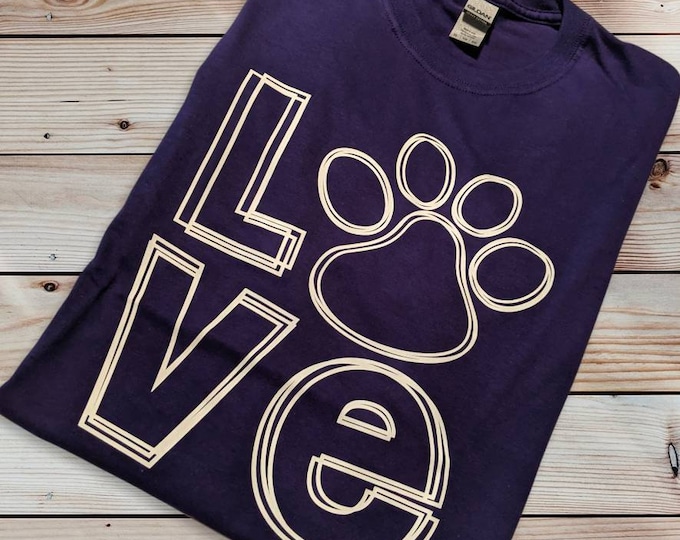 Comfortable Adult Men's Unisex Extra Large Purple 100% Cotton T-Shirt - Love Animal Pet Paw Dog Cat Lover Rescue - Free Shipping