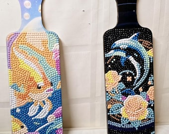 Dolphin & Fish Diamond Painting Art Set of 2 Small Kitchen Serving Board Trays - Set of 2 Diamond Painting Bling - FREE SHIPPING!