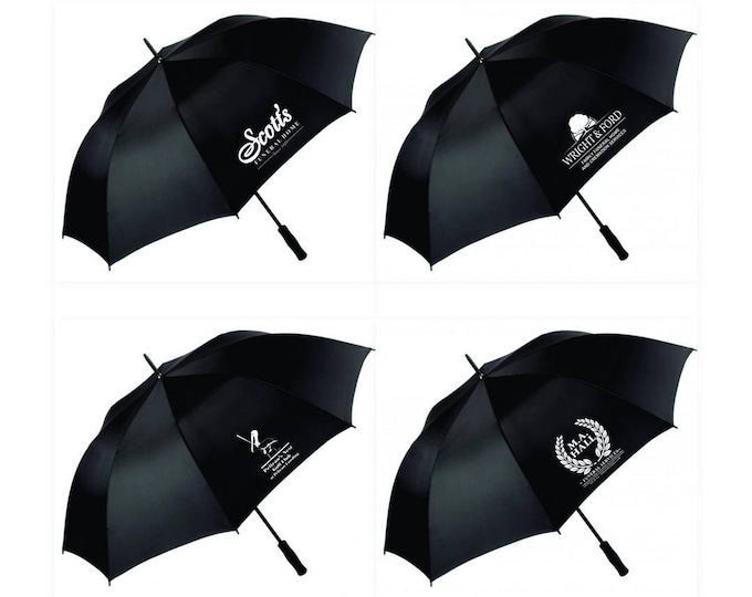 Custom Logo Golf Umbrellas – 24 Pack Black 60" Umbrellas – Personalized Business Umbrellas – Funeral Home, Limo, Hotel, Corporate