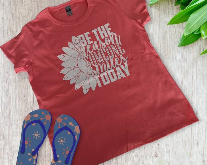 Comfy Women's Extra Large Coral Gildan T-Shirt - Be the reason someone smiles today - FREE SHIPPING!