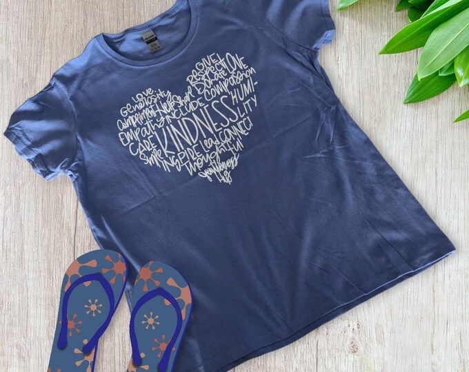 Comfy Women's Extra Large  Violet Color T-Shirt. Kindness Generosity Inspire Connect Care Empathy Compassion Love Respect. FREE SHIPPING!