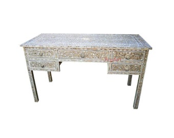 Mother of pearl Work desk  Laptop table study table Handmade  Floral Pettan bedroom Drawer table