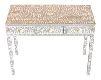 Console Drawer Table Bone Inlay Floral Design Home Decor Art Gift