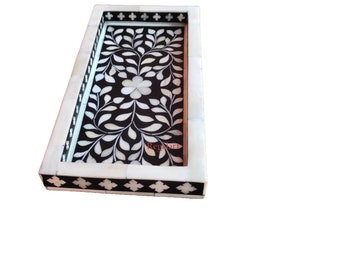 Bone Inlay Kitchen serving tray floral pattern Home Decor Art Christmas Decor tray Jewellery tray Personalized tray