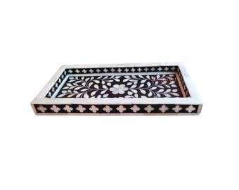 Bone Inlay Kitchen serving tray floral patten Home Decor Art