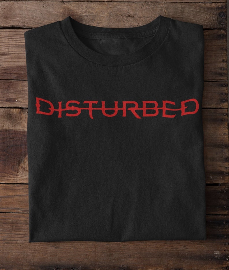 yellow logo white ROCK T SHIRT disturbed red with black
