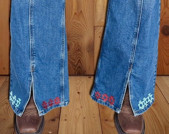 Women's Hand-Embroidered Western Aztec Bootcut Jeans
