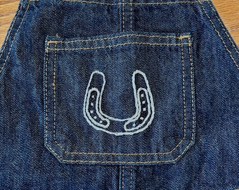 Toddler/Kid Wrangler Hand-Stitched Horseshoe Overalls for Boys and Girls