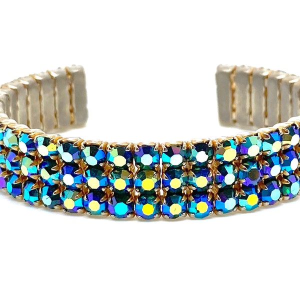Gorgeous Vintage 1950's Blue Aurora Borealis Bracelet