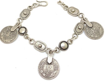 Vintage Arabic 800 Silver Coin Bracelet