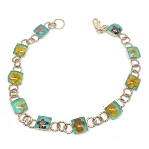 Pretty Pressed Flower and 925 Silver Bracelet