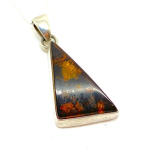 Vintage Modernist Amber and 925 Silver Chain