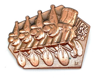 Vintage Copper Brooch: Swiss Cycle Race, Basel Carnival 1998, Signed
