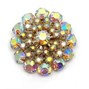 Vintage Czech Aurora Borealis Star Crystal Rhinestone Brooch