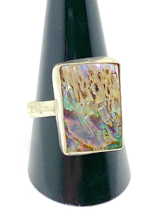 Large Rectangular Abalone 925 Sterling Silver Rin… - image 6