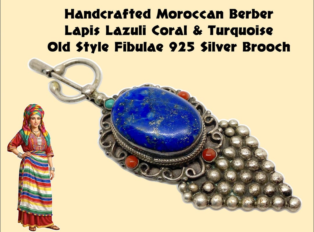 Lupus ビザール　石付き Handcrafted Moroccan Berber Lapis Lazuli Coral Turquoise Old Style