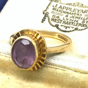 Art Deco Style Amethyst 9ct Gold Ring - Etsy