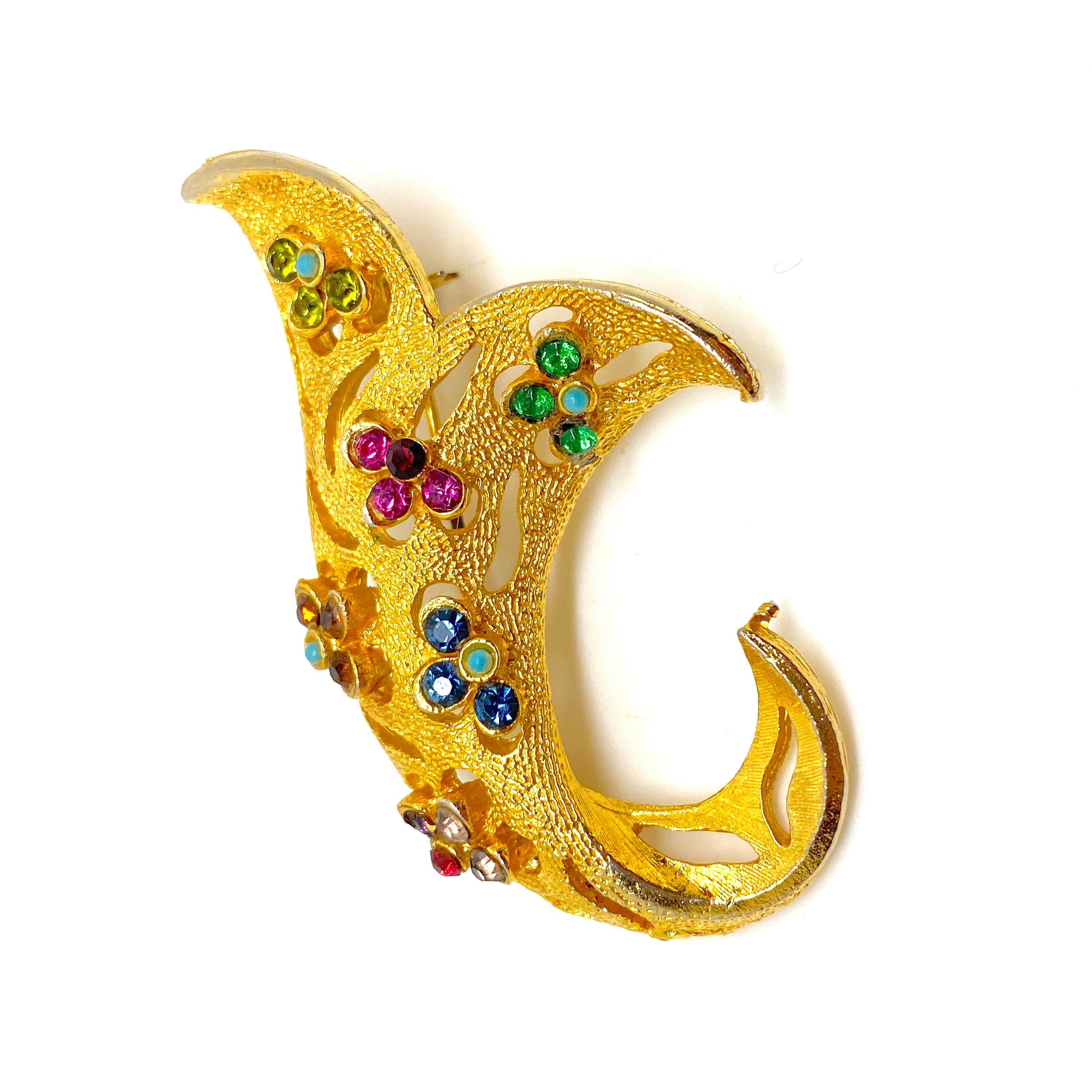 1950s Jewelled  Crystal  Horn of Plenty Brooch