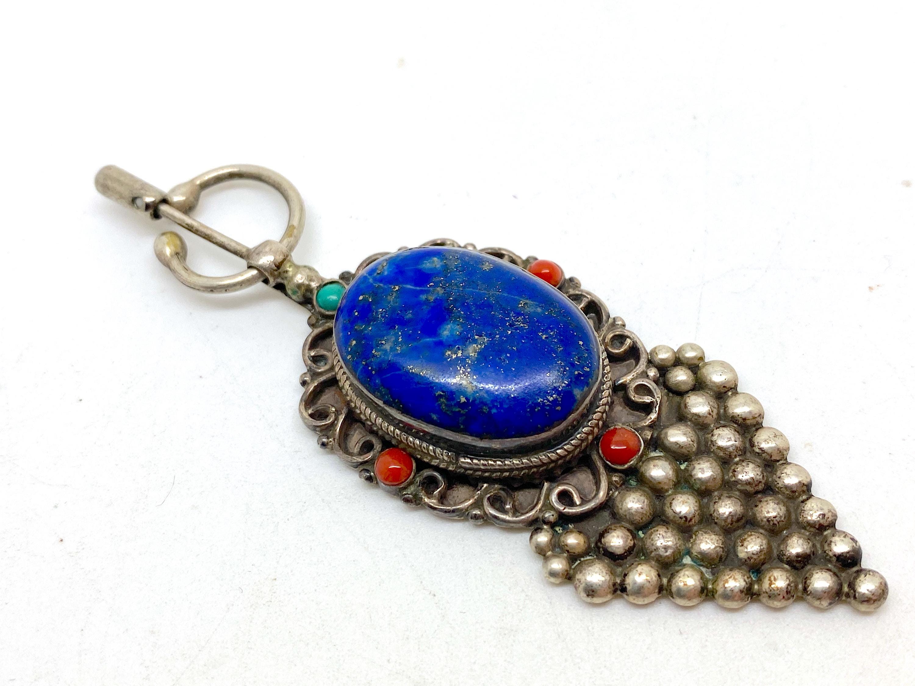 Handcrafted Moroccan Berber Lapis Lazuli Coral Turquoise Old Style