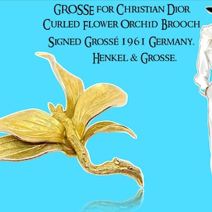 Christian Dior GROSSE Vintage Curled Flower Brooch Signed Grossé