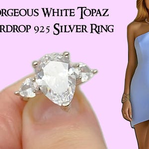 925 zilveren statementring witte topaasdruppel