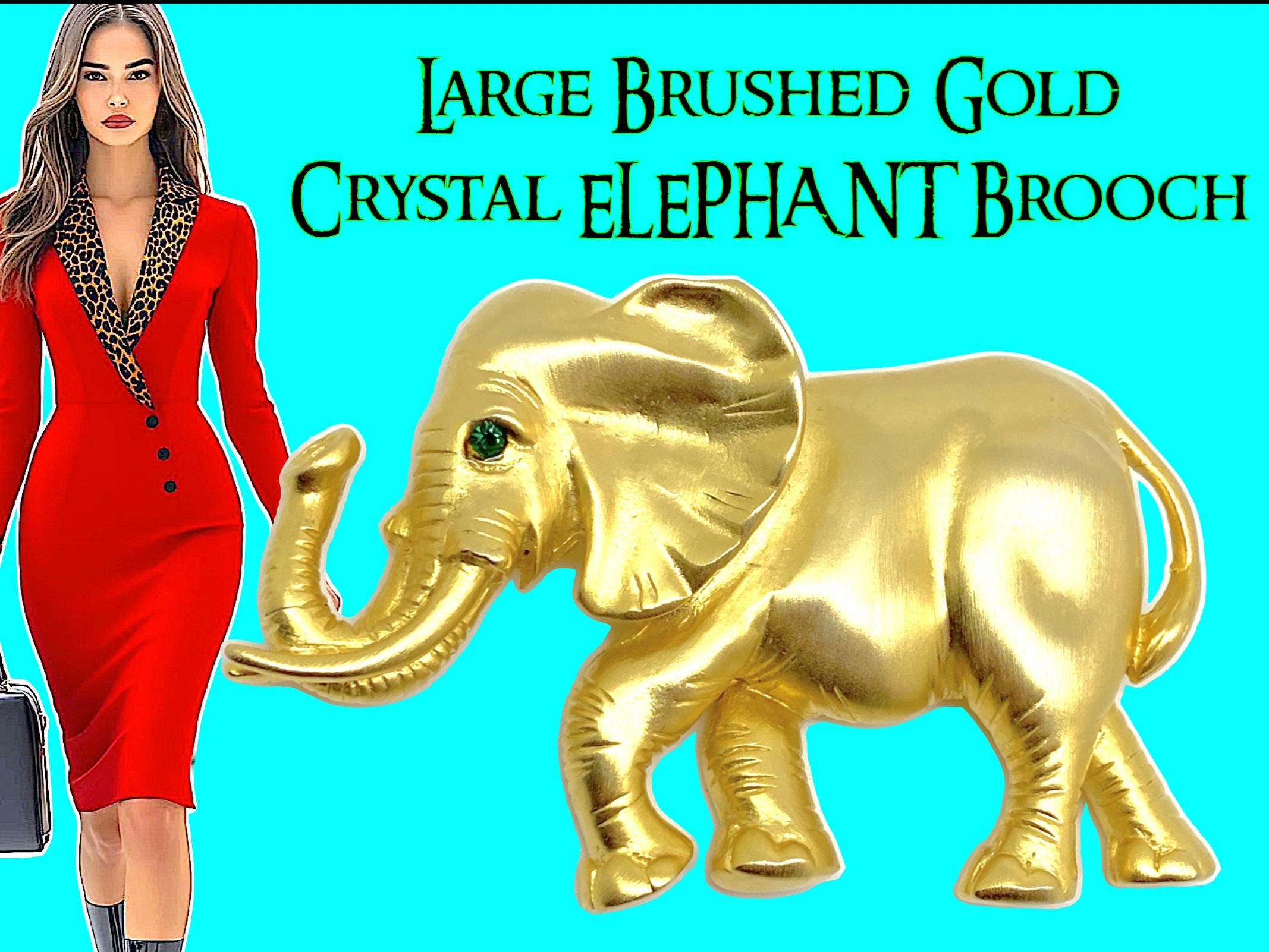 Grande Broche Vintage éléphant En Plastique Peint – Couleur Orange Rouille, 5.4 Cm, état Neuf, Fabrication France