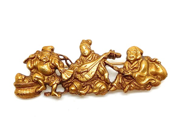Alva Museum Replica Brooch Asian Musician Trio - Signed - Etsy