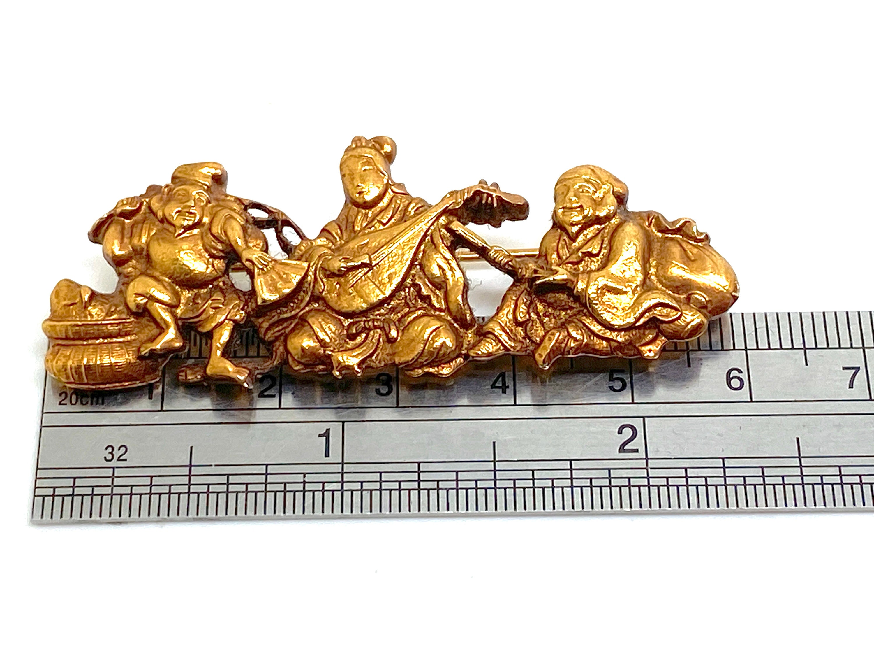 Alva Museum Replica Brooch Asian Musician Trio - Signed - Etsy