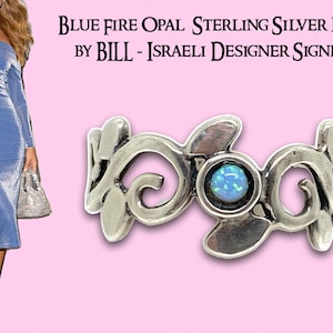 Blue Opal Sterling Silver 925 Ring  by BILL Israel Designer Signed