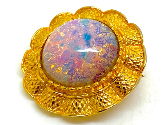 Lovely Vintage Faux-Opal Dragon's Breath Brooch - image 5
