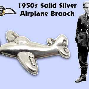 1950s Solid Silver Plane Brooch - Airplane Aircraft  AirForce Gift