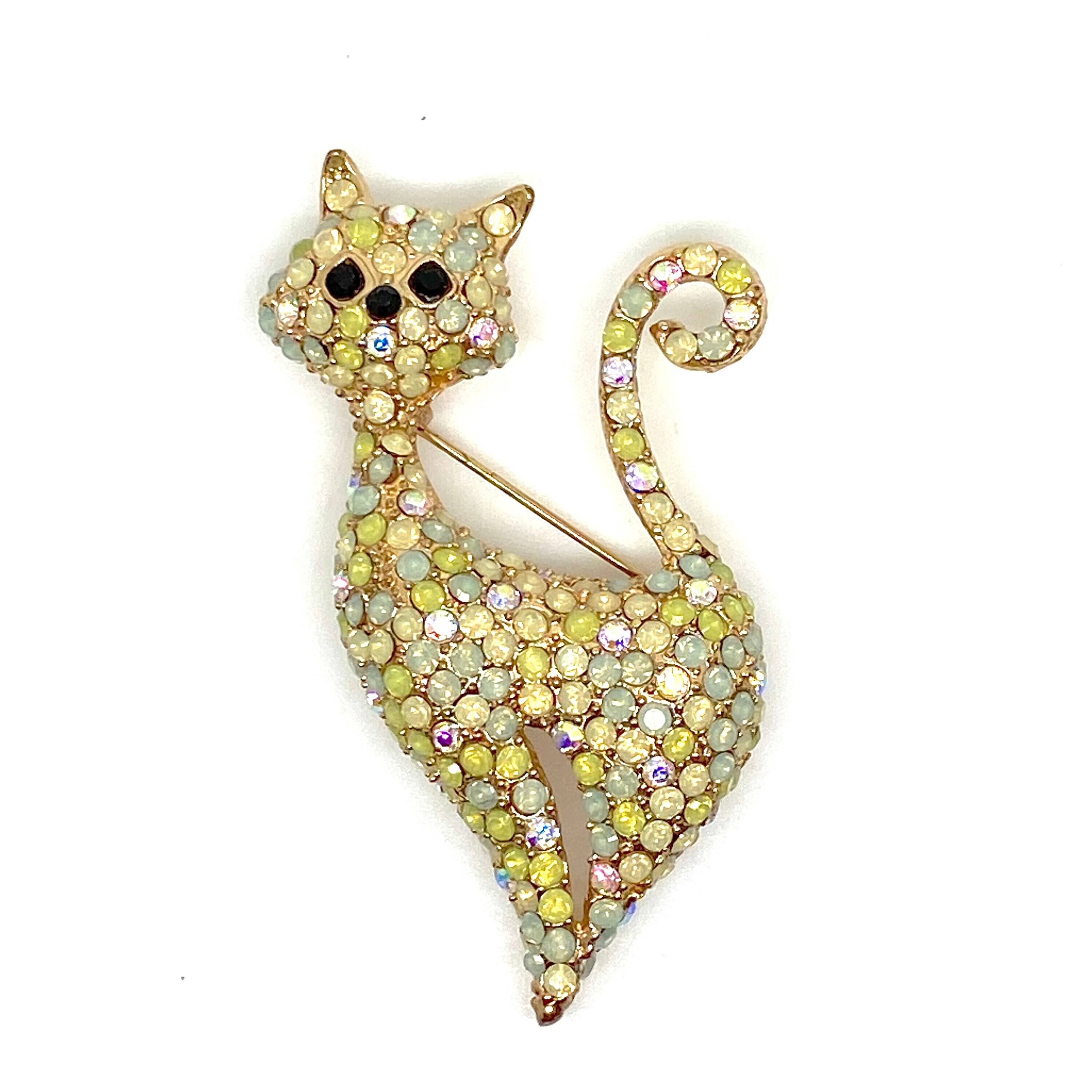 Buy Lovely Pale Green & Aurora Borelis Crystal Cat Brooch Online in India - Etsy Buy Lovely Pale Green & Aurora Borelis Crystal Cat Brooch Online in India - Etsy