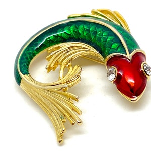 Vintage Cabouchon Crystal and Rich Enamel Goldfish Brooch