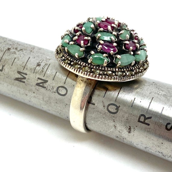 Very Large Statement Emerald and Ruby 925 Silver … - image 7