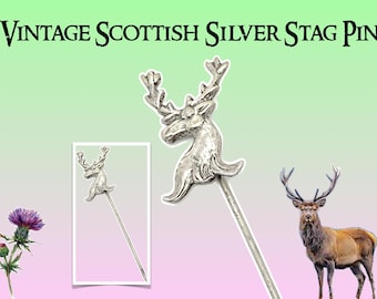 Vintage Scottish Sterling Silver Stag Pin